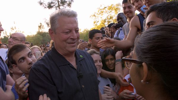 Al Gore attending a rally at Stanford Univeristy following his speech as seen in An Inconvenient Sequel: Truth To Power from Paramount Pictures and Participant Media.
