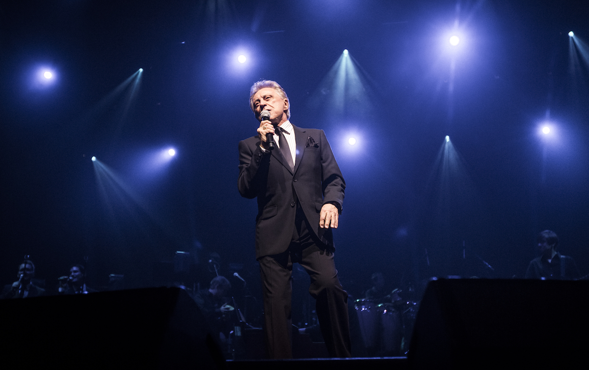 10/19/2012 - New York, New York. Rock and Roll Hall of Fame inducted pop singer Frankie Valli performs with The Four Seasons during opening night of their Broadway debut at the Broadway Theater in New York. Photo by Chad Batka.