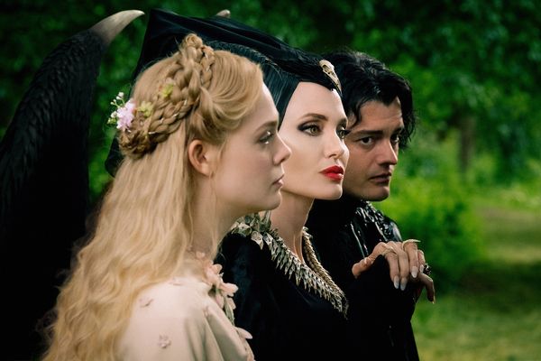 Elle Fanning is Aurora, Angelina Jolie is Maleficent and Sam Riley is Diaval in Disney’s live-action MALEFICENT: MISTRESS OF EVIL