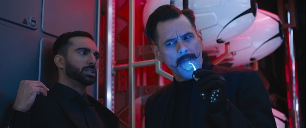 Lee Majdoub and Jim Carrey in SONIC THE HEDGEHOG from Paramount Pictures and Sega. Photo Credit: Courtesy Paramount Pictures and Sega of America.
