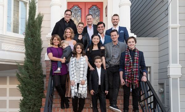 Candace Cameron Bure, Jodie Sweetin, Andrea Barber, Bob Saget, Dave Coulier, Juan Pablo Di Pace, Scott Weinger, John Brotherton, Michael Campion, Elias Harger, Soni Nicole Bringas, Ashley Liao, Dashiell & Fox Messitt and EP Jeff Franklin pose outside the iconic Full House victorian in San Francisco on Friday, December 2nd,  to celebrate the launch of Fuller House Season 2 on Netflix.