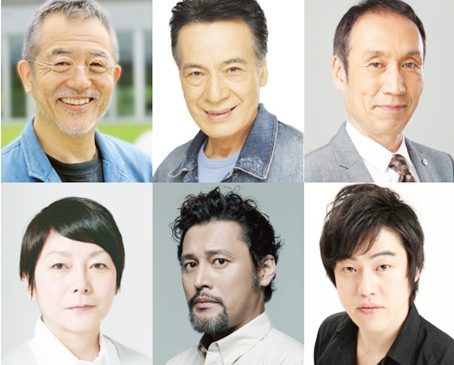 音楽劇「白い病気」上段左より：串田和美、藤木孝、大森博史、下段左より：千葉雅子、横田栄司、西尾友樹