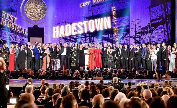 NEW YORK, NEW YORK - JUNE 09: The cast and crew of Hadestown accept the award for Best Musical onstage during the 2019 Tony Awards at Radio City Music Hall on June 9, 2019 in New York City. (Photo by Theo Wargo/Getty Images for Tony Awards Productions)