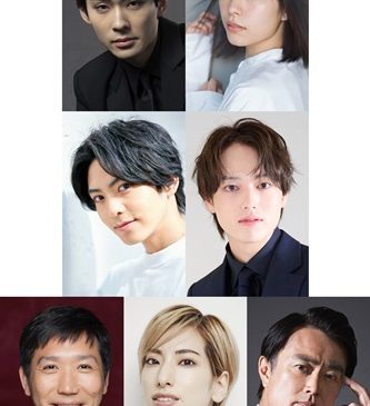 『ハムレット』組写真_1段目左より、市川染五郎、當真あみ、2段目左より、石川凌雅、横山賀三、3段目左より、梶原善、柚香光、石黒賢sss