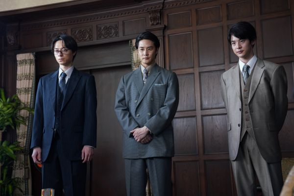 「ながたんと青と -いちかの料理帖-２」（左から）桑乃木周（作間龍斗）・山口縁（白石隼也）・川島栄（小林虎之介）