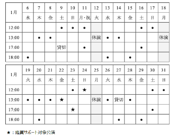 東京公演スケジュール